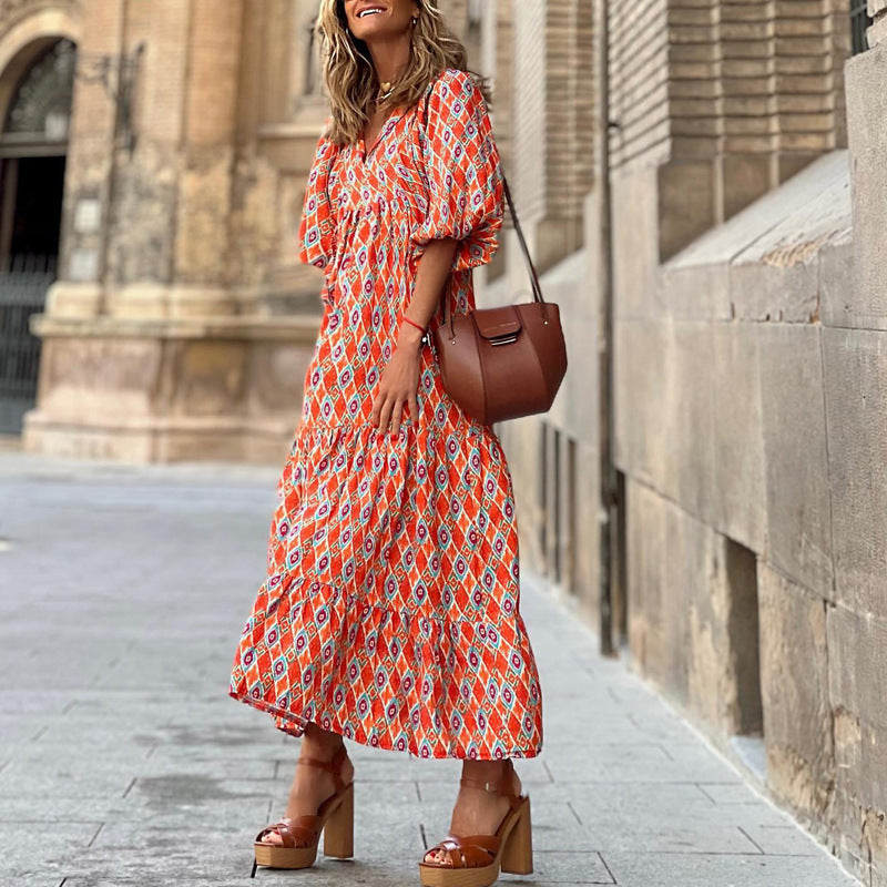 Boho Floral V-Neck Maxi Dress - Noticed One