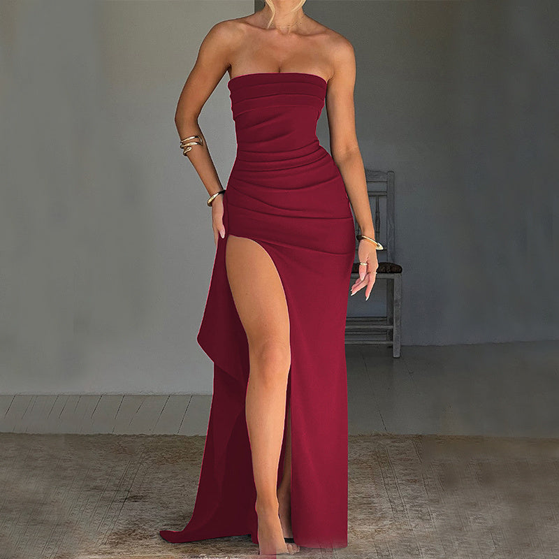 Strapless Pleated Maxi Dress - Noticed One