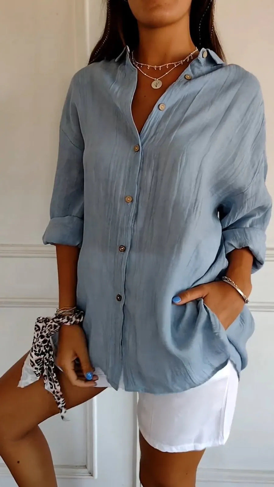 Pleated Lapel Shirt - Noticed One