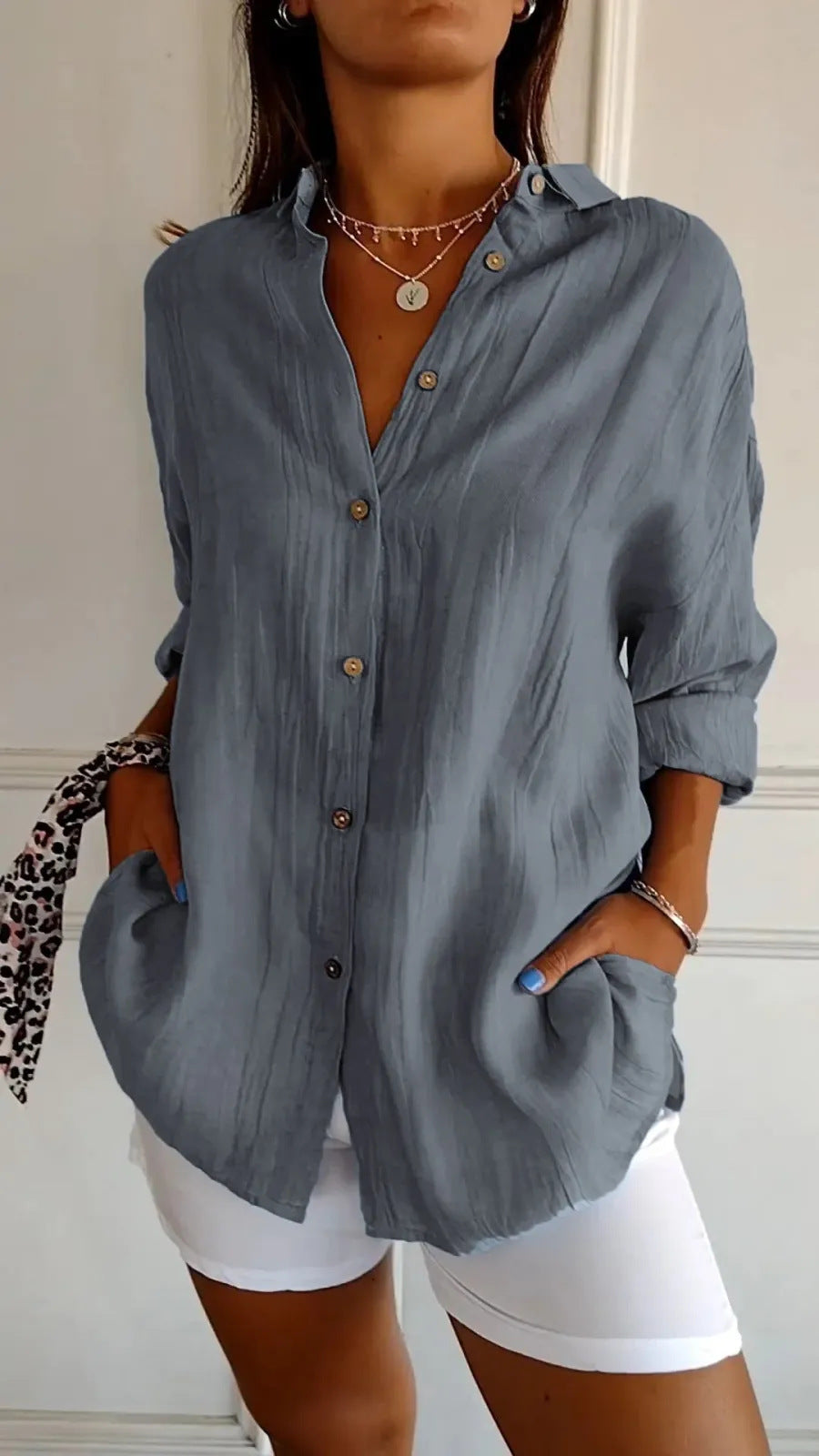 Pleated Lapel Shirt - Noticed One