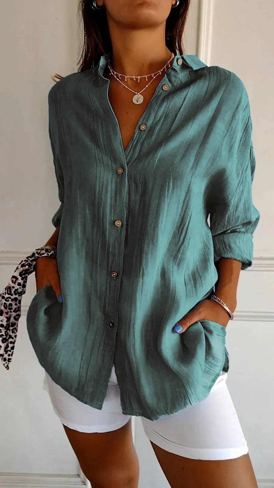 Pleated Lapel Shirt - Noticed One