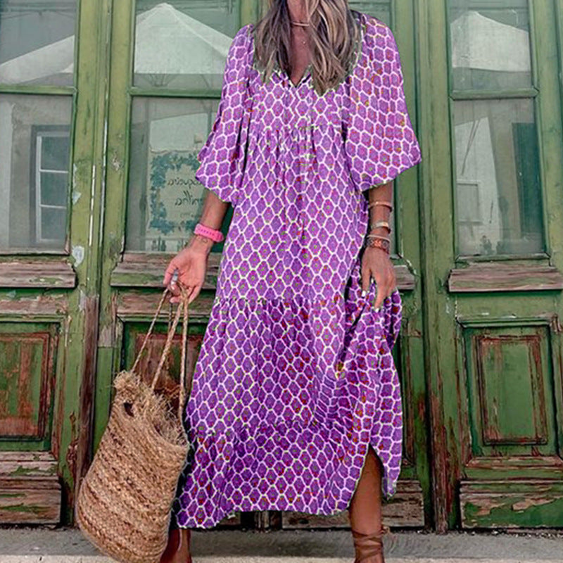 Boho Floral V-Neck Maxi Dress - Noticed One