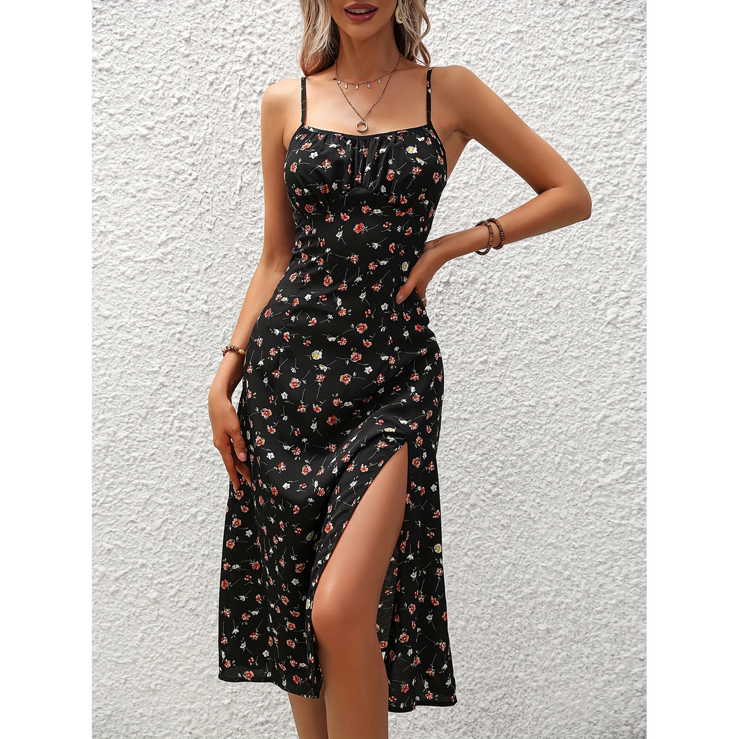 Polka Dot Split Maxi Dress - Noticed One