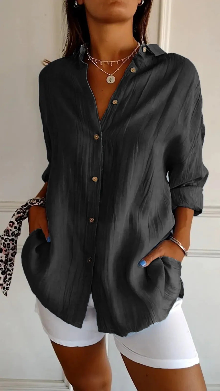 Pleated Lapel Shirt - Noticed One