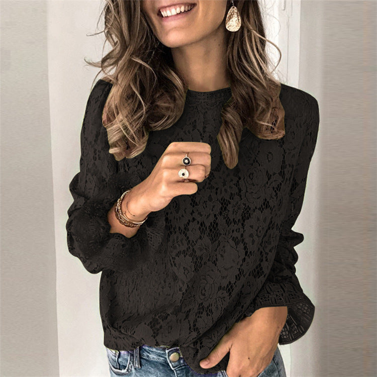 Hollow Lace Spliced Shirt - Noticed One