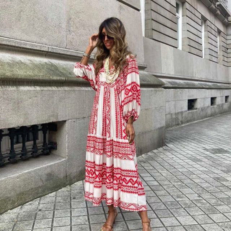 Boho Floral V-Neck Maxi Dress - Noticed One