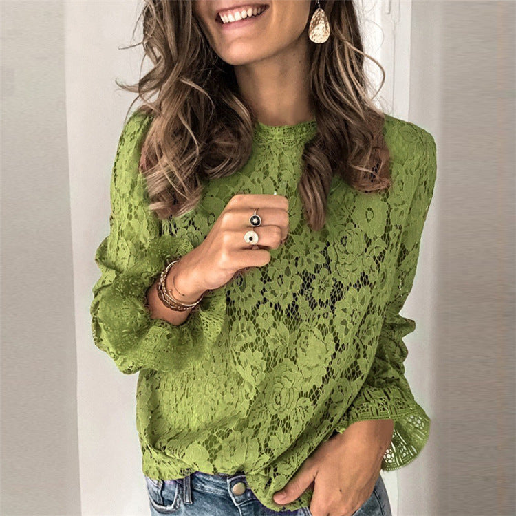 Hollow Lace Spliced Shirt - Noticed One