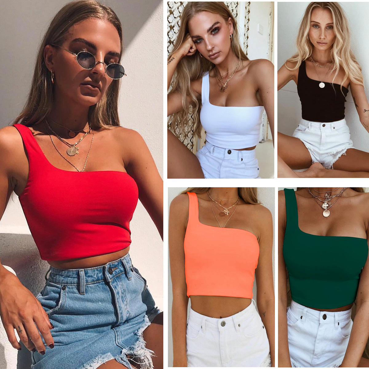 One-Shoulder Crop Tank - Noticed One