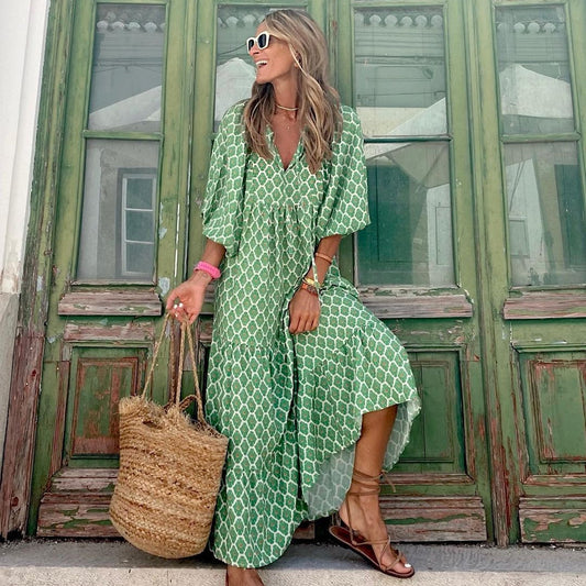 Boho Floral V-Neck Maxi Dress - Noticed One