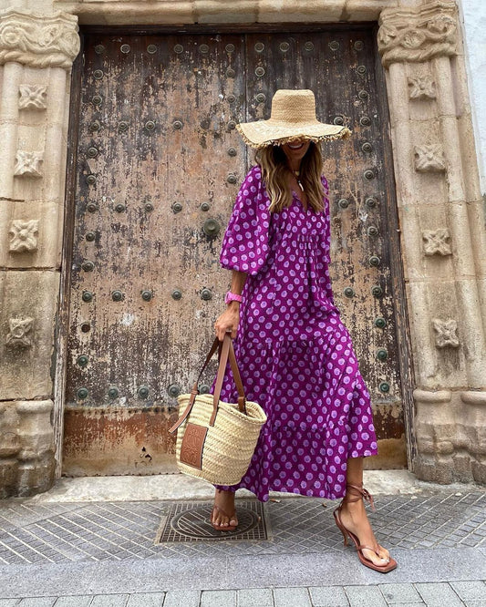 Boho Floral V-Neck Maxi Dress - Noticed One