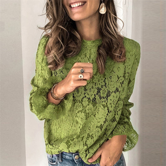 Hollow Lace Spliced Shirt - Noticed One